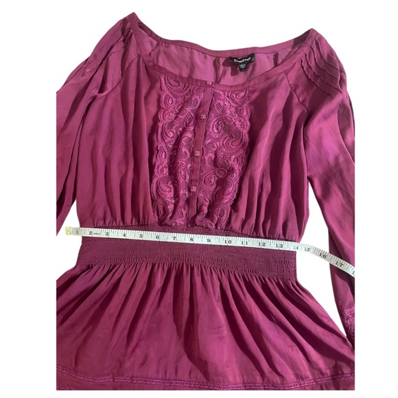 Bebe Purple Long Sleeve Smocked Peplum Blouse - Picture 8 of 11